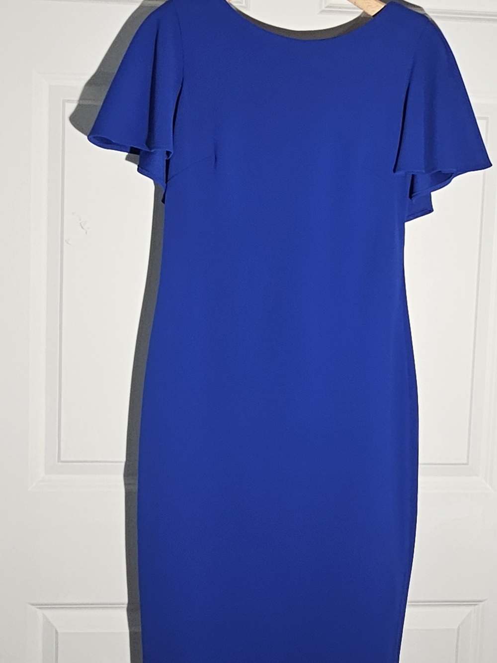 Calvin Klein Royal Blue Flutter Sleeve Midi Dress